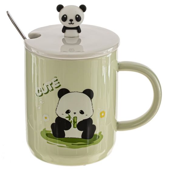 Кружка с крышкой и ложкой, 250 мл, L7,9 W7,9 H10 см