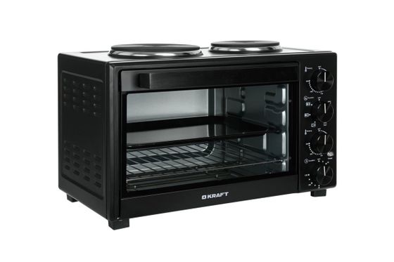 Мини-печь с плитой Kraft KFC-MOHP 380 HBL  38л 1600вт черный