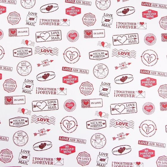 !09 Бумага упаковочная (набор 4 листа) крафтовая «Love» 70 × 100 см.