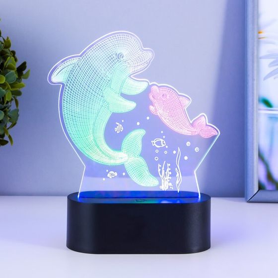 Светильник сенсорный &quot;2 дельфина&quot; LED USB (90см) от батареек 3xАА черный 15х5,5х17,8 см RISALUX  765