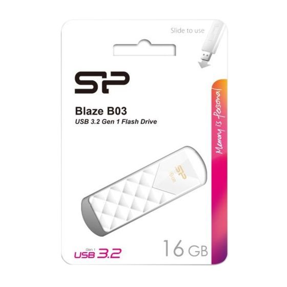 Флешка Silicon Power Blaze B03, 16 Гб, USB 3.2, белая