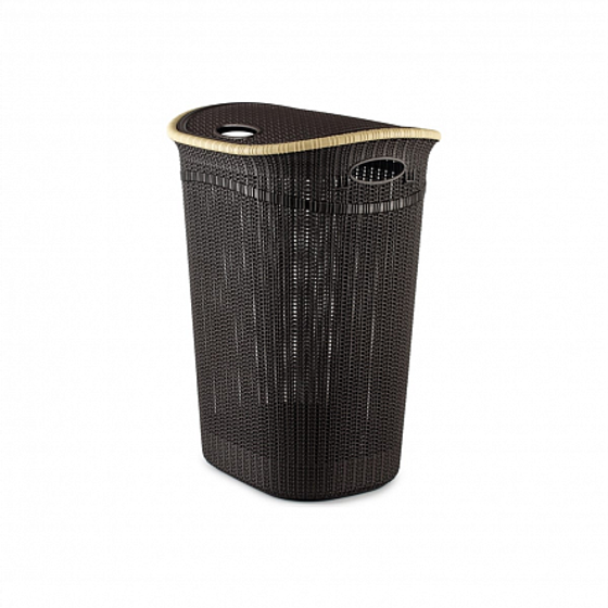 Корзина для белья 52л с крышкой коричневая