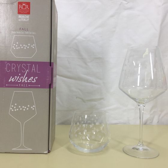 !09 Набор из 2 предметов "Осень":бокал для вина+стакан для виски 700/500 мл.высота=25/9 см.-RCR Италия хрусталь