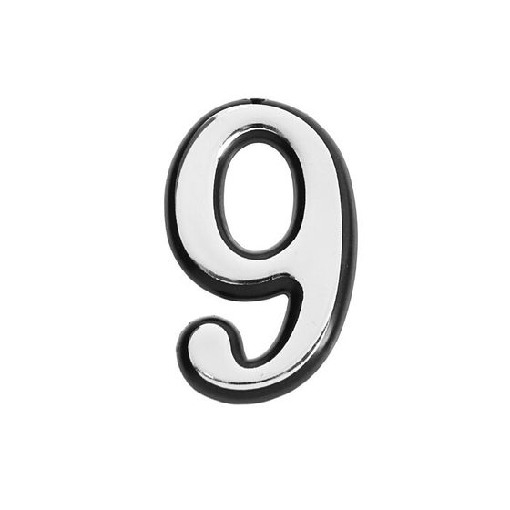 Цифра дверная &quot;9&quot;, пластиковая, цвет хром