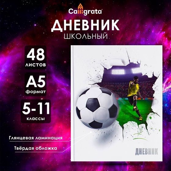 Дневник для 5-11 классов, &quot;Футбольный мяч&quot;, твердая обложка 7БЦ, глянцевая ламинация, 48 листов