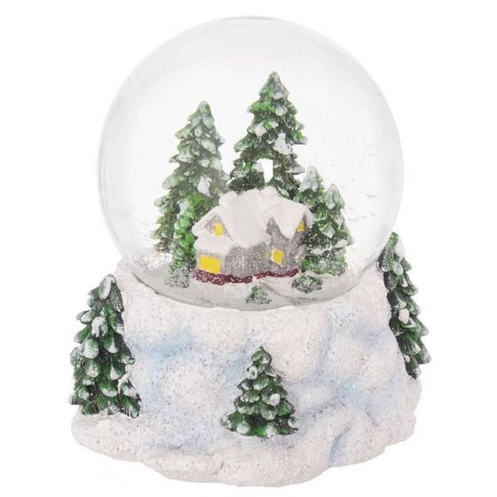 Фигурка декор в стекл шаре &quot;Домик&quot; (муз с ключ) D10 см, L12 W12 H14,5 см, 2в.