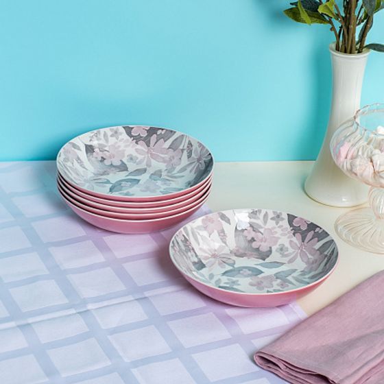 Тарелка суповая BLOOMING розовая 20см