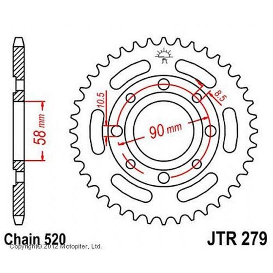 Звезда задняя, ведомая стальная JTR279, цепь 520, 33 зубьев