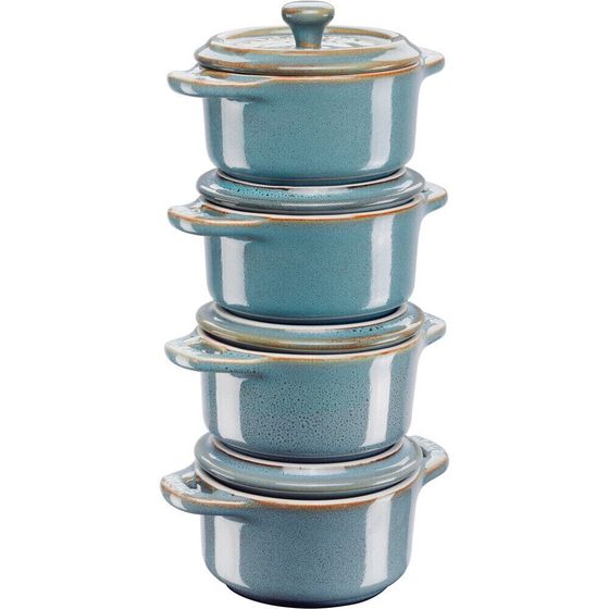 Staub Gift Giving 200 ML 4 Szt Turkusowe Kokilki Naczynia DO Zapiekania Ceramiczne