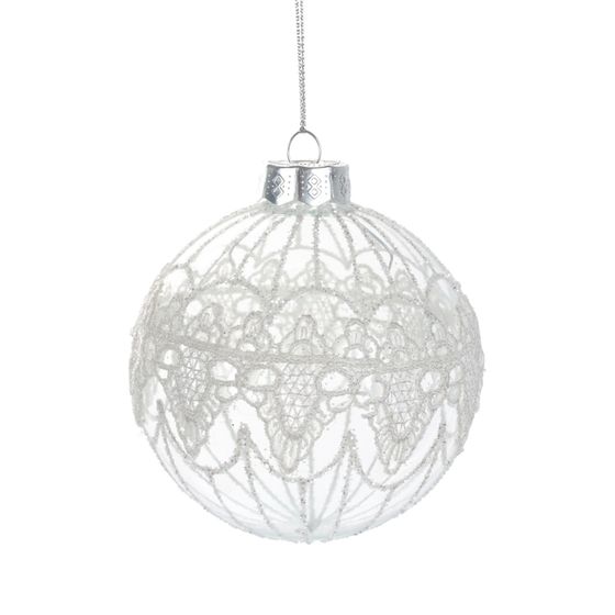 Украшение новогоднее Шар "Кружева" (блок 12), D 8 см, L8 W8 H8 см, 4в.