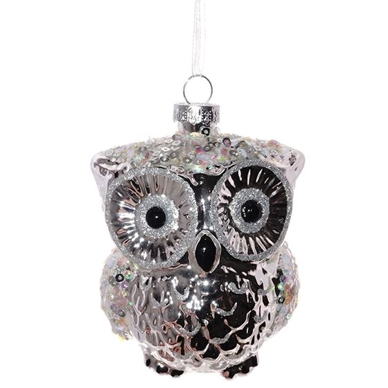 Украшение новогоднее "Сова", L8 W7 H10 см, 2в.
