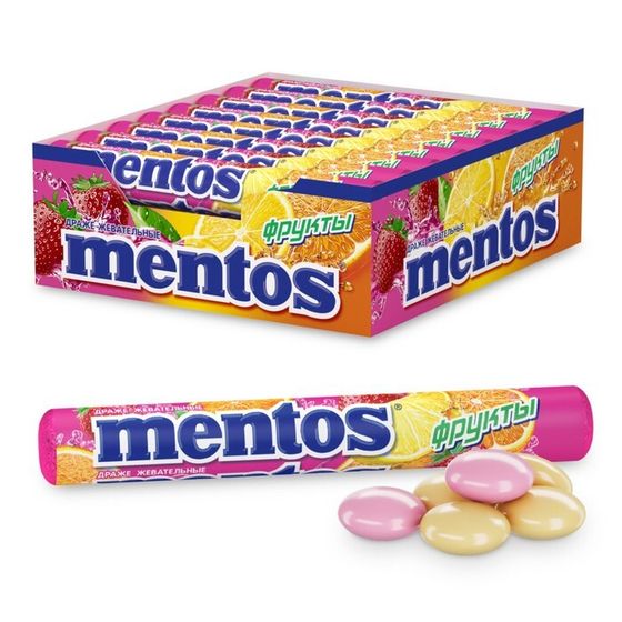 Жевательная конфета Mentos, фрукты, 37 г