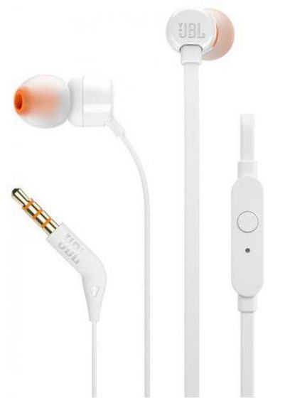 Гарнитура внутриканальные JBL T110 проводные белый (JBLT110WHT)