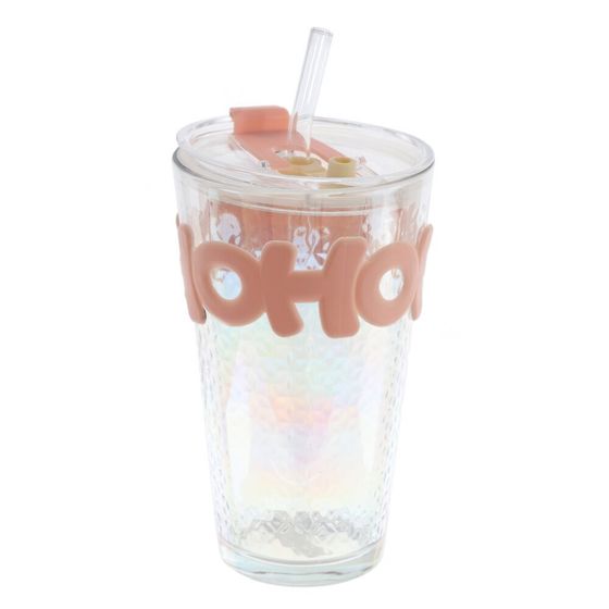 Стакан с трубочкой, 450 мл, L9 W9 H0,5 см, 3в.