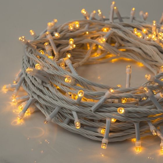 УЦЕНКА Гирлянда «Нить», 20 м, IP20, 200 LED, 220 В, 8 режимов, белая нить, свечение белое