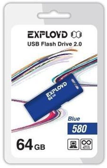 Флеш диск 64GB Exployd 580 USB 2.0 синий (EX--580-Blue)