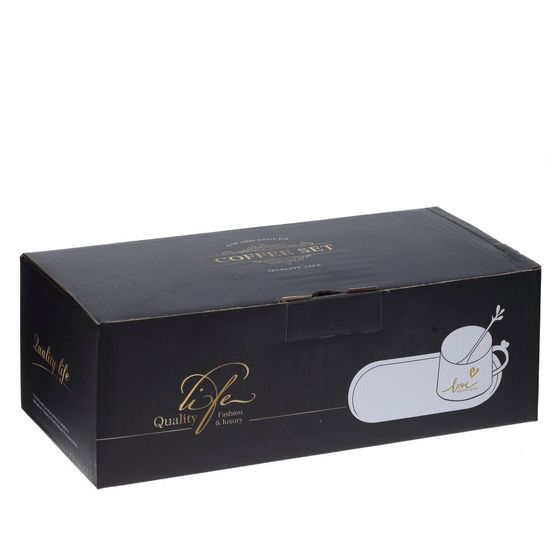 Кружка с блюдцем и ложкой, 280 мл, L24,5 W11 H7,5 см, дизайн микс