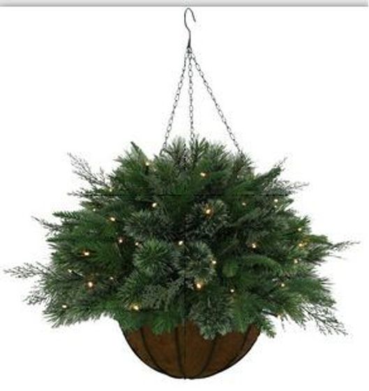 Кашпо хвойное с подсветкой, 50 LEDламп, 200 веток, (3хАА н/п), L52 W52 H76 см