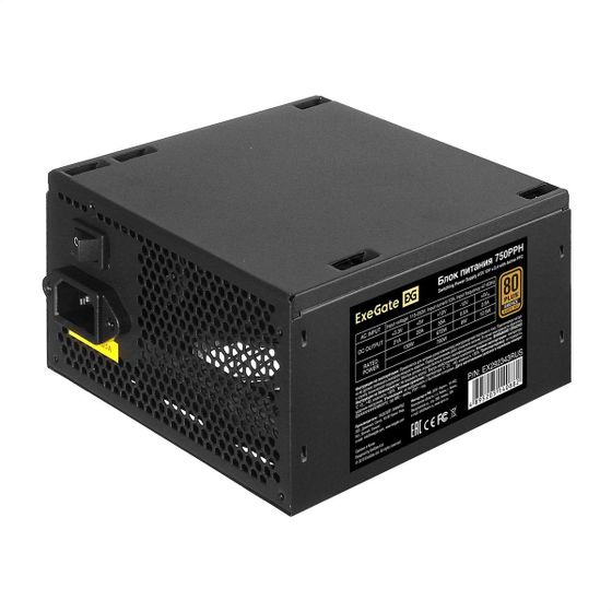 Блок питания 750W ATX ExeGate 80 PLUS® Bronze 750PPH 12cm fan (EX292343RUS)