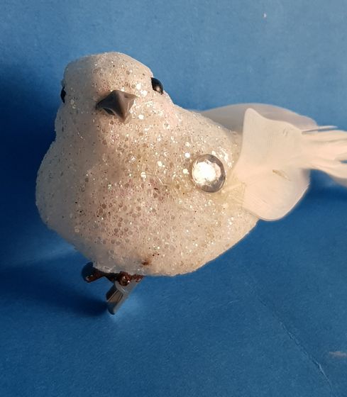 !НАБОР 3 ШТУКИ - ЕЛОЧНАЯ ИГРУШКА НА КЛИПЕ &quot;BIRD OF PARADISE&quot; , ПТИЧКА, цвет белый