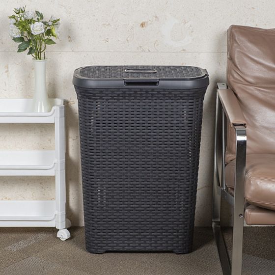 Корзина для белья RATTAN STYLE 40л темно-серая