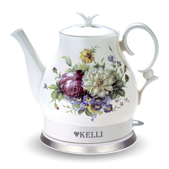 Чайник электрический Kelli KL-1432 1,7л 1800Вт белый/цветы