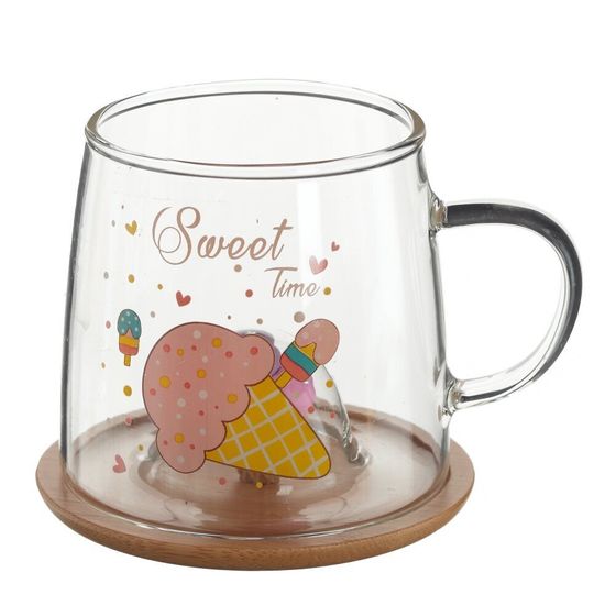 Кружка с крышкой-подставкой, 350 мл, L11 W9 H11,5 см, дизайн микс