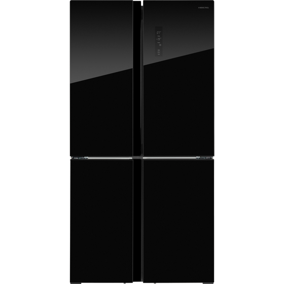 Холодильник Hiberg RFQ-555DX NFGB inverter черный стекло, трехкамерный (Side-by-Side)