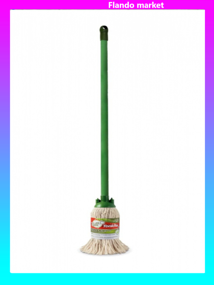 !Швабра-моп TONKITA GREEN верёвочная х/б 220 г Эко с тростью!