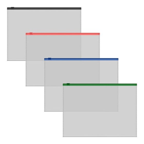 Папка-конверт на ZIP-молнии А5+, 140 мкм, ErichKrause &quot;Fizzy Clear&quot;, прозрачная, с цветной молнией, микс