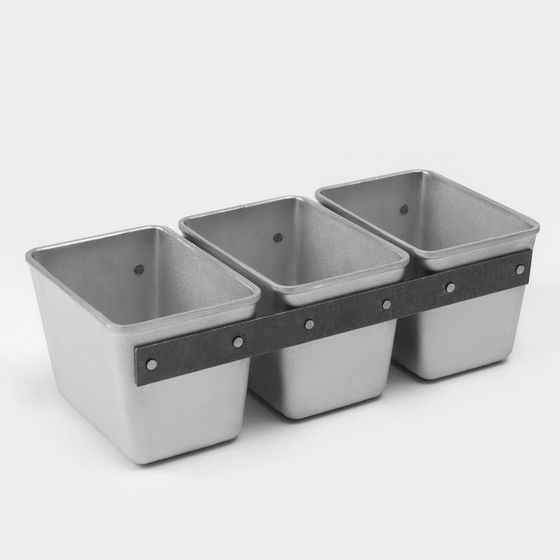 Форма для хлеба, 3 л (1,2 л), 30,5×14×10 см, Л-11, 3-х секционная, литой алюминий