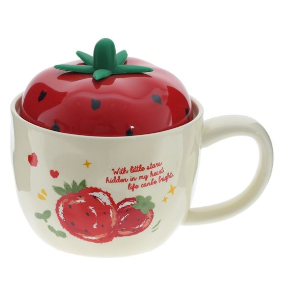 Кружка с крышкой, L10,5 W1,5 H7,8 см, 1 штука, дизайн микс