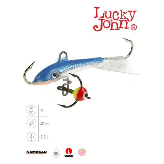 Балансир Lucky John FIN 3 + тройник, 4 см, цвет 15H блистер