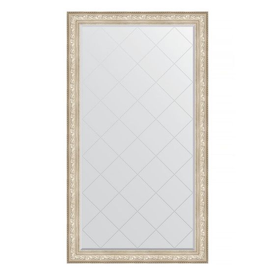 Зеркало напольное с гравировкой в багетной раме, виньетка серебро 109 мм, 115x205 см