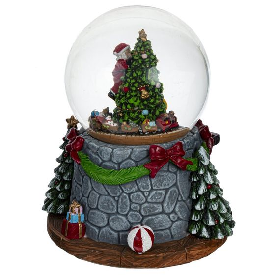 Фигурка декор в стекл шаре &quot;Елка&quot; (подсвет, муз, движ, 3хАА н/п) D12 см, L16 W14 H19,5 см