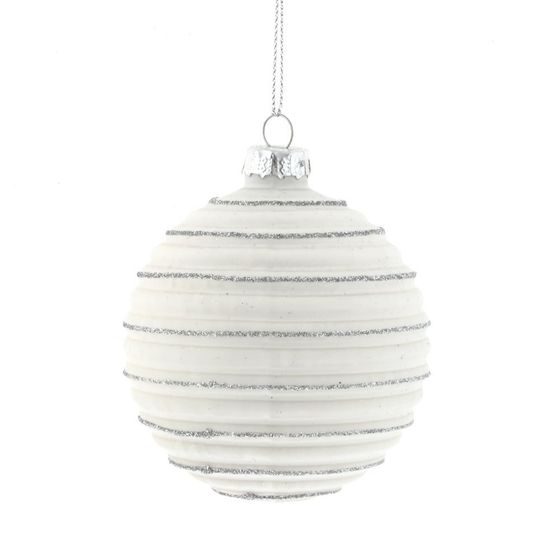 Украшение новогоднее Шар &quot;Белая фантазия&quot; (блок из 12 шт) , D 8 см, L36 W28 H11 см,цена за 1 штуку, дизайн микс