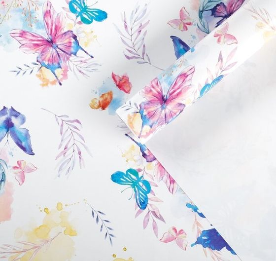 Бумага глянцевая «Акварельные бабочки», 2 листа, 70 × 100 см