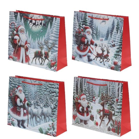 Пакет подарочный (бумага 210г/м2, блок 12шт), L18 W10 H23 см, 4в.