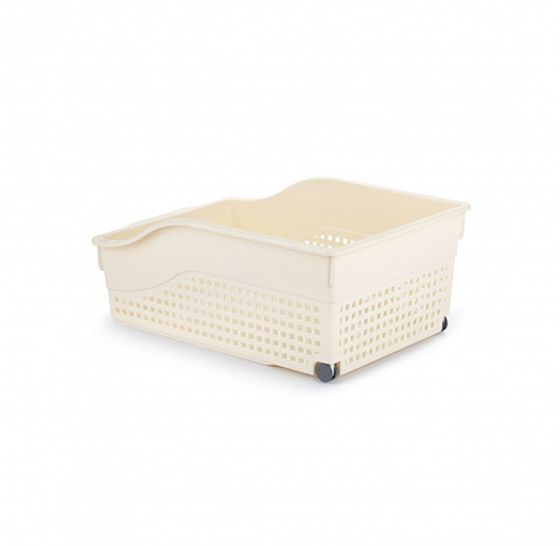 Контейнер Лофт на колесах широкий 305х210х125мм слоновая кость