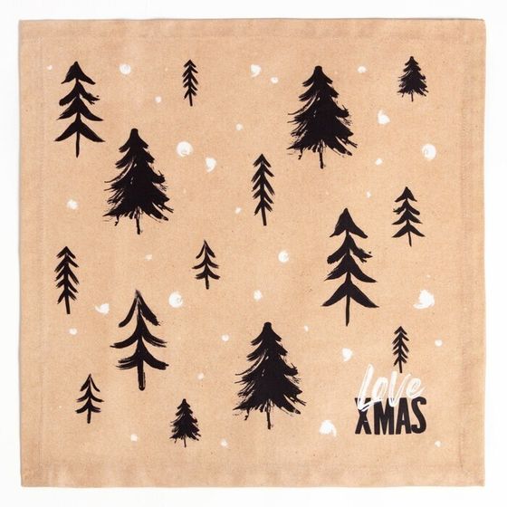 !09 Набор салфеток с декоративными кольцами &quot;LOVE XMAS&quot; 45х45 см - 2 шт, 100% хл, саржа 190гр/м2