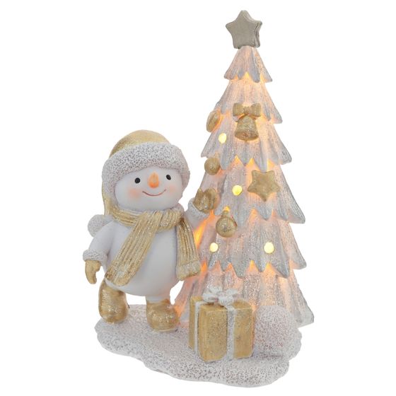 Фигурка декоративная &quot;Снеговик и ёлка&quot;   с подсветкой (2хLR44), L11,5 W9 H15 см