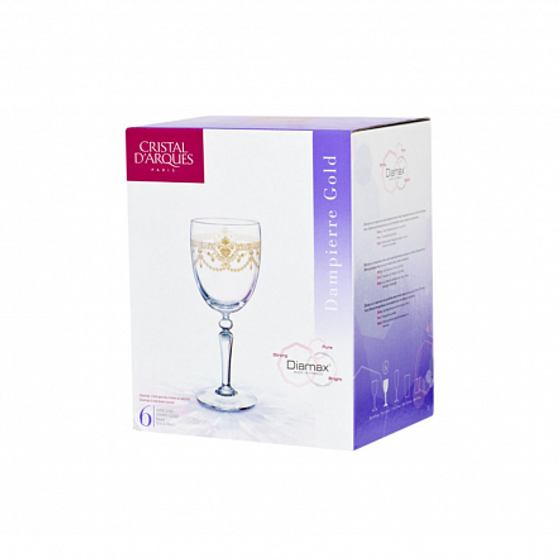 Набор фужеров (бокалов) для вина ДАМПЬЕР ГОЛД 6шт 190мл
