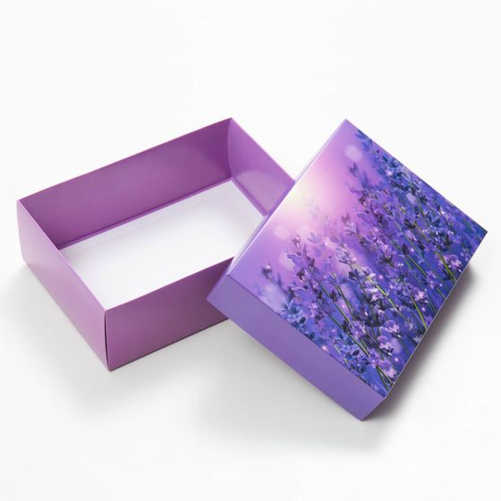 !09 Коробка подарочная, крышка-дно, сборная &quot;Лаванда&quot;, 21 х 15 х 7 см.