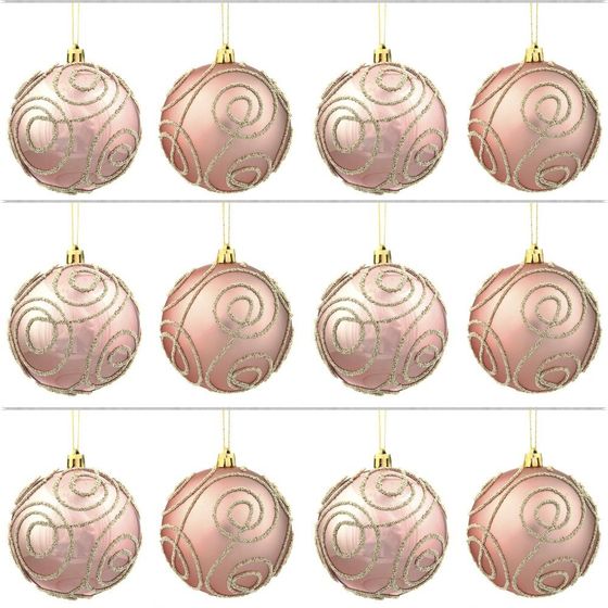 Набор из 12шт Украшение новогоднее Шар &quot;Волшебный завиток&quot;, D 8 см, L35 W27 H9 см