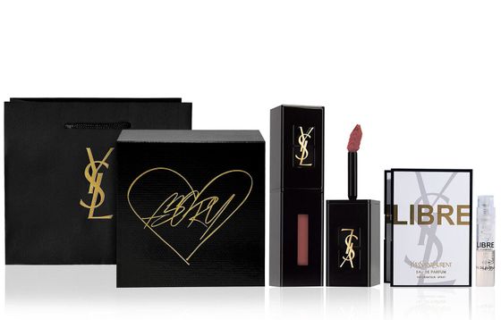 SAINT LAURENT Black Tube Black Gold Box Makeup Sets Natural Long-Lasting Hydration 5.5ml Perfume Sample+Shopping Bag