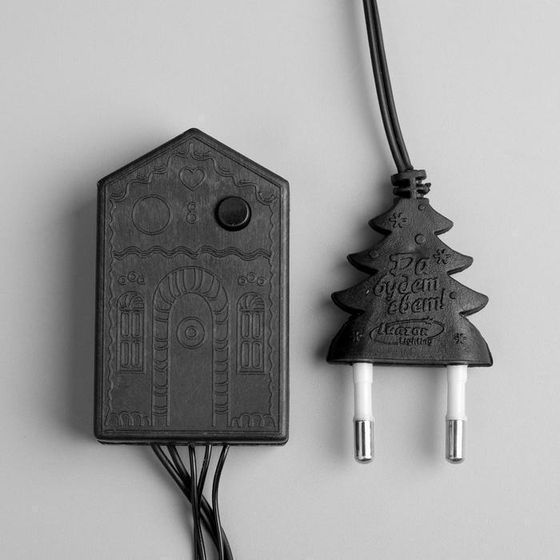 !09 Гирлянда «Нить» 20 м, IP20, тёмная нить, 200 LED, свечение мульти, 8 режимов, 220 В