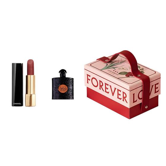 CHANEL Sweet Valentine Box Makeup Sets Easy-to-Blend Velour Shimmer Lipstick+Perfume Sample Set