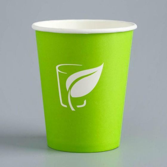 Стакан бумажный &quot;Зеленый LOGO&quot; для горячих напитков, 250 мл, диаметр 80 мм