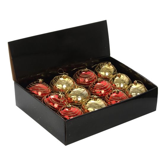 Набор из 12шт Украшение новогоднее Шар "Золотистая спираль", D10 см, L44 W33 H10,5 см