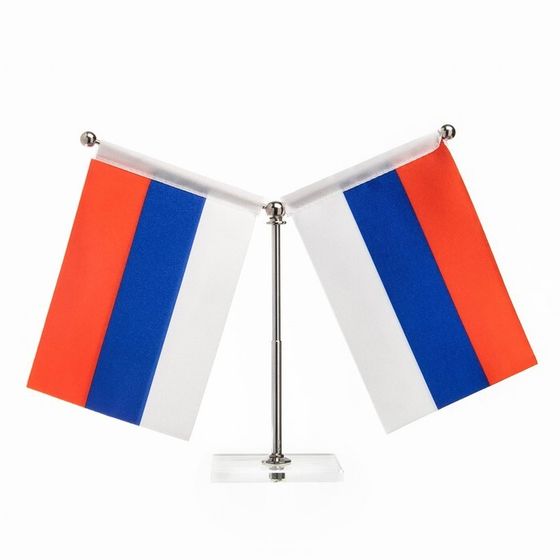 Флаг России настольный, на подставке, с двумя флажками 8×11 см, 16.5×12 см